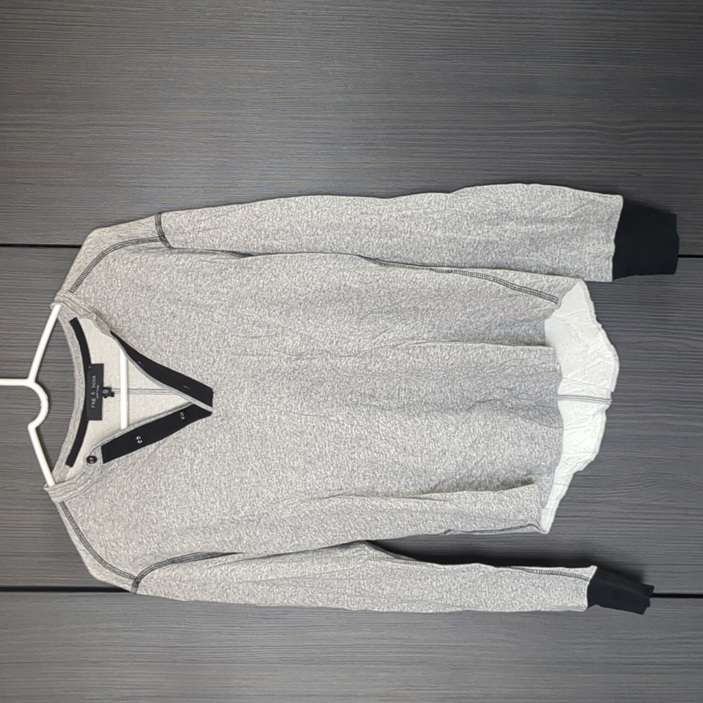 Rag & bone cotton henley lightweight sweater tee gray mens XS